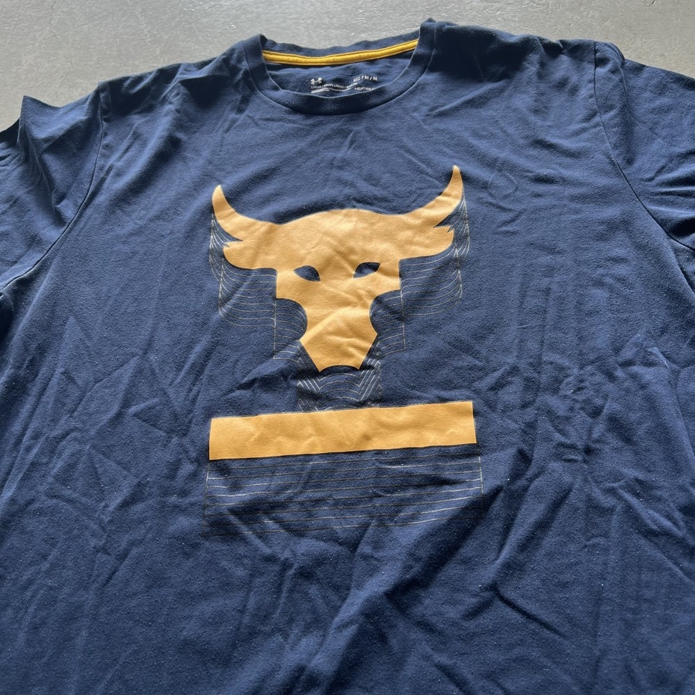 Project Rock Brahma Bull T Shirt Mens M Navy Gym Running Crossfit Lifting SS EUC - Picture 4 of 9